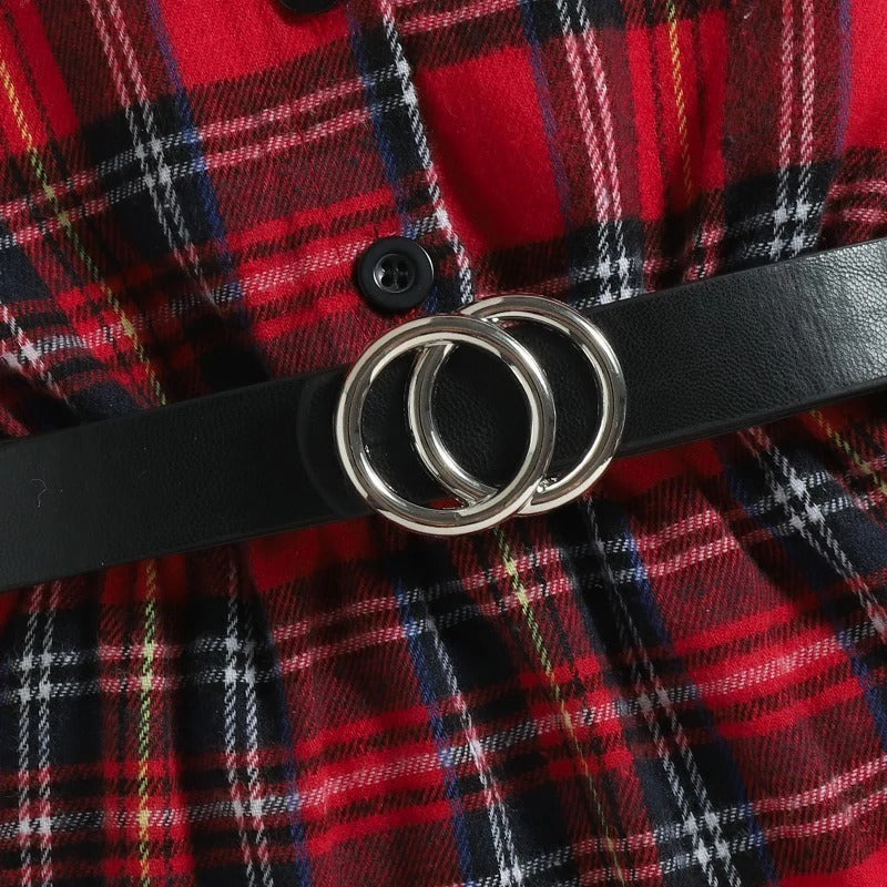 Wholesale Autumn/Winter Christmas Princess English Plaid with Belt Baby Clothes